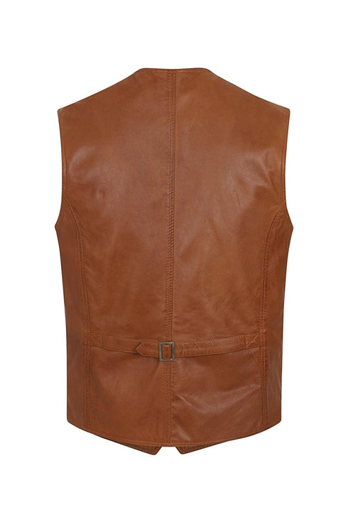 Men's Leather Classic Waistcoat Black, Brown, Tan - TEDDY - London Leathers Direct