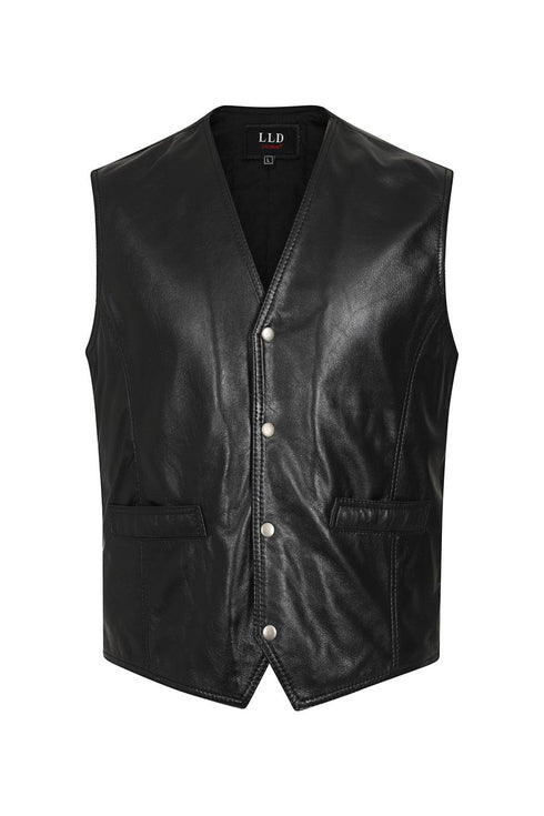 Men's Leather Classic Waistcoat Black, Brown, Tan - TEDDY - London Leathers Direct