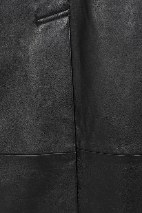 Men's Black Long Classic Genuine Leather Coat - BUDDY - London Leathers Direct