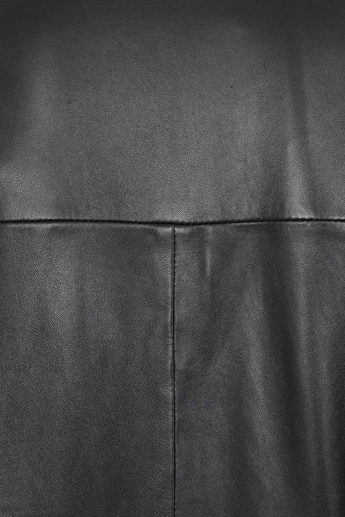 Men's Black Long Classic Genuine Leather Coat - BUDDY - London Leathers Direct