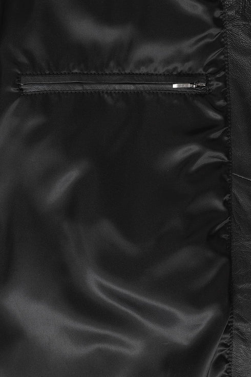 Men's Black Long Classic Genuine Leather Coat - BUDDY - London Leathers Direct