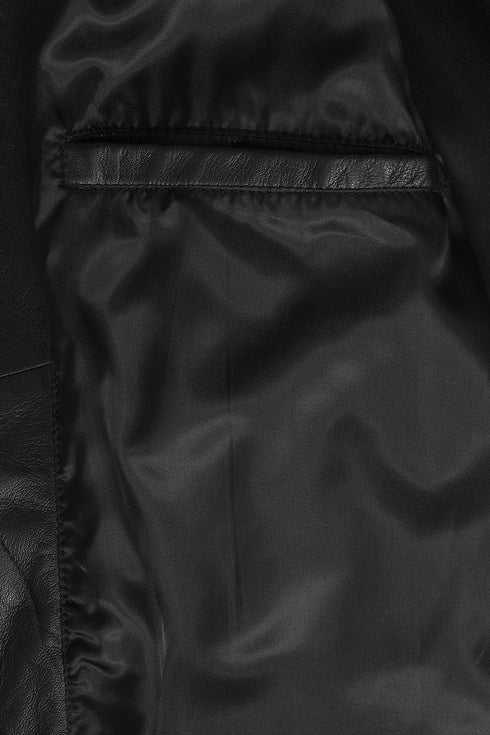 Men's Black Long Classic Genuine Leather Coat - BUDDY - London Leathers Direct