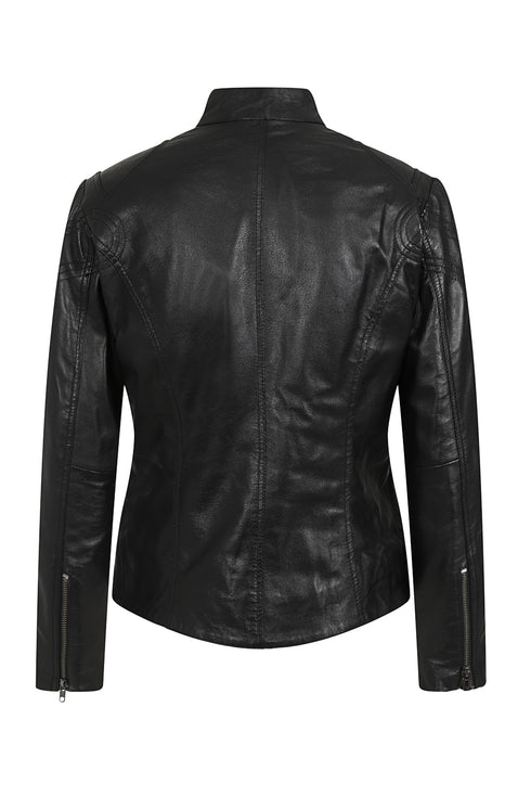 CHLOE Women's black lamb nappa leather biker jacket with classic style
