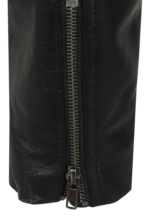 CHLOE women's black leather biker jacket in lamb nappa, classic style, available in sizes 8, 10, and 12