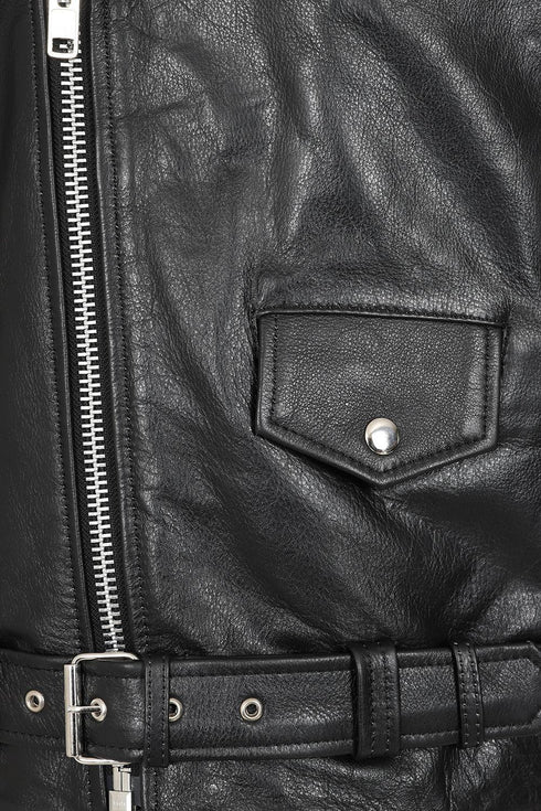 Men's Genuine Classic Leather Biker Jacket - FONZY - London Leathers Direct
