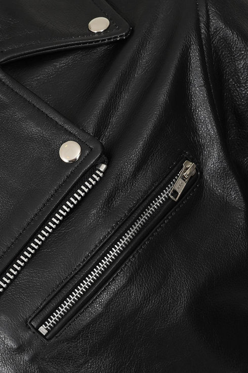 Men's Genuine Classic Leather Biker Jacket - FONZY - London Leathers Direct