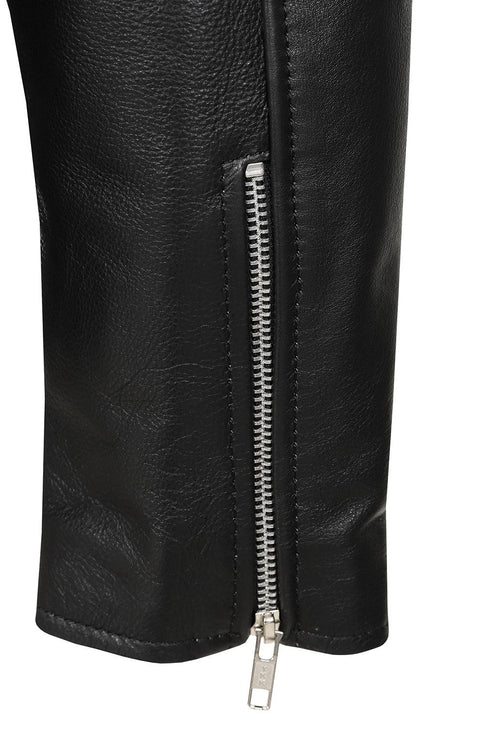 Men's Genuine Classic Leather Biker Jacket - FONZY - London Leathers Direct