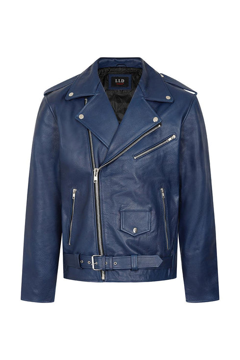 Men's Genuine Classic Leather Biker Jacket - FONZY - London Leathers Direct