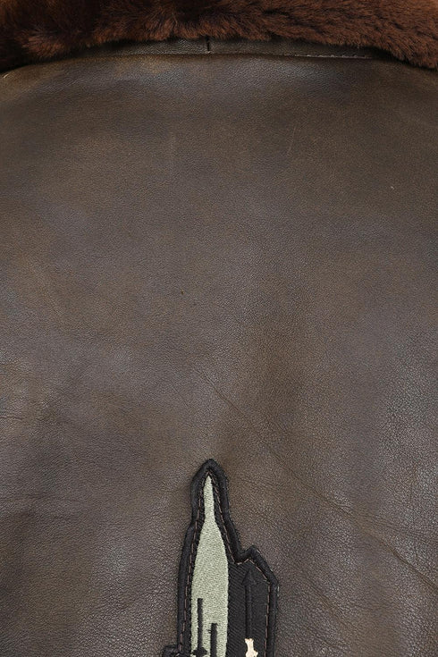 Men's Real Leather Pilot Jacket with Detachable Fur Collar - TOMMY - London Leathers Direct