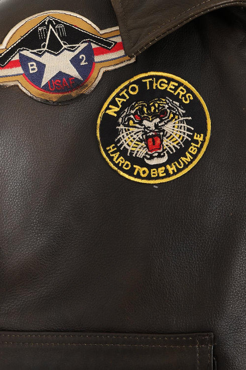 Men's Real Leather Pilot Jacket with Detachable Fur Collar - TOMMY - London Leathers Direct