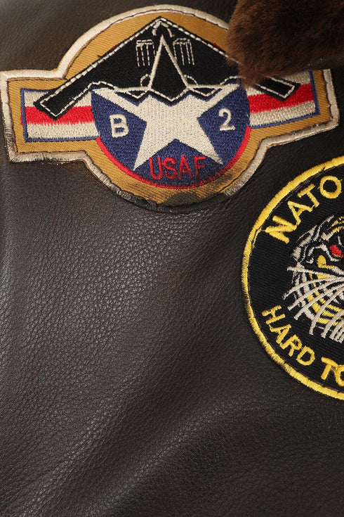 Men's Real Leather Pilot Jacket with Detachable Fur Collar - TOMMY - London Leathers Direct