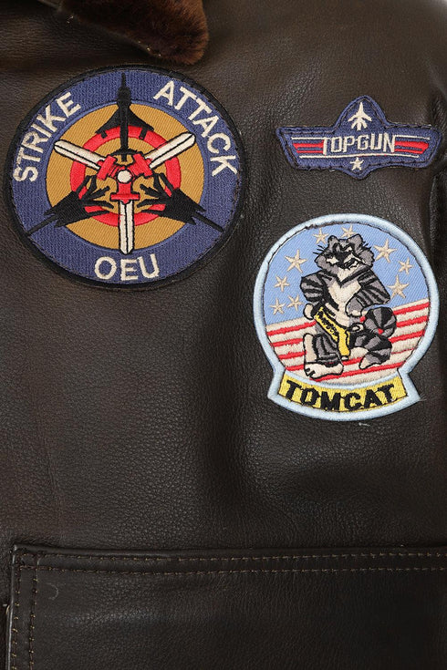 Men's Real Leather Pilot Jacket with Detachable Fur Collar - TOMMY - London Leathers Direct