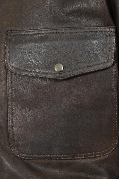 Men's Real Leather Pilot Jacket with Detachable Fur Collar - TOMMY - London Leathers Direct