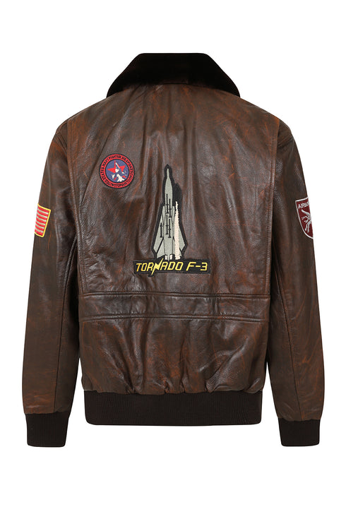 TOMMY Genuine Leather Pilot Jacket - Detachable Fur Collar