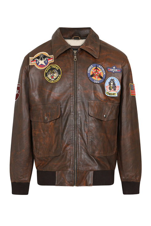 TOMMY Genuine Leather Pilot Jacket - Detachable Fur Collar