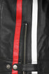 FRANCIS Women's Genuine Leather Racing Jacket - Black Red White Stripes
