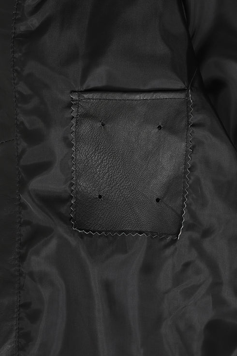 FRANCIS Women's Genuine Leather Racing Jacket - Black Red White Stripes