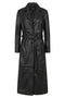Women's black genuine leather long coat 'LOLA' by LLD Original, available in sizes 8 to 18