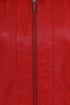 Women's classic red nappa leather biker jacket with collar and hip length design, by LLD Original