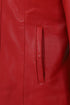 Women's classic red nappa leather biker jacket by LLD Original with collar, hip length, available in sizes 8, 10, 12