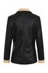 LLD Original women's black genuine nappa leather blazer with classic button front and collar, available in sizes 8, 10, 12.