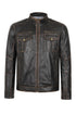 Classic brown genuine Nappa leather jacket for men by LLD Original, featuring a stylish three-quarter length design.