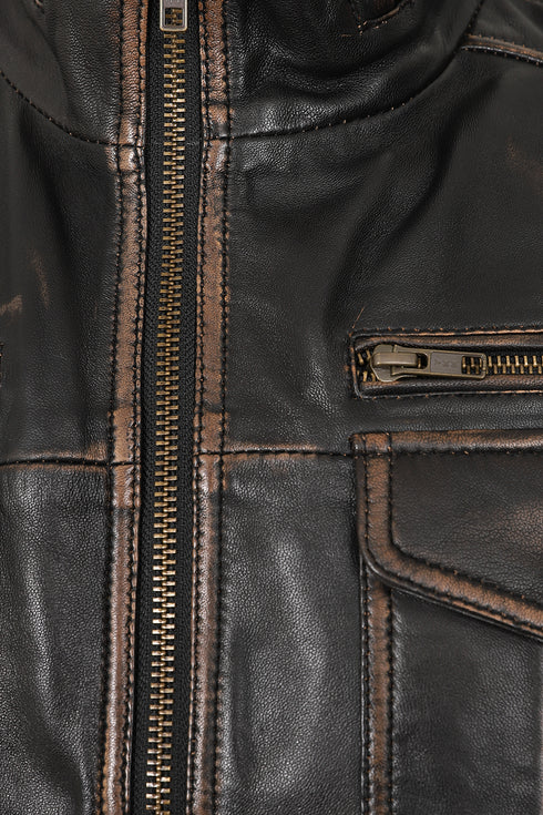 ARMANDO Men's Genuine Nappa Leather Jacket - Classic Brown