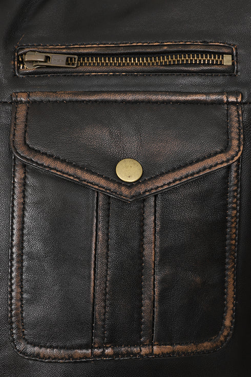 ARMANDO Men's Genuine Nappa Leather Jacket - Classic Brown