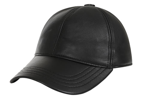 Premium black leather baseball cap with curved peak from LLD Original