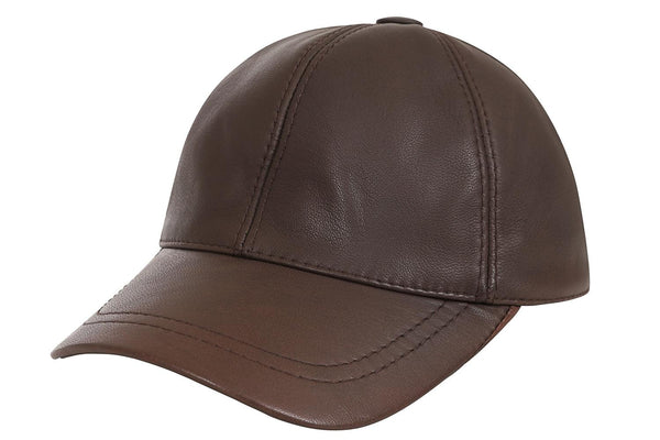 LEATHER BASEBALL CAP CURVED PEAK - London Leathers Direct