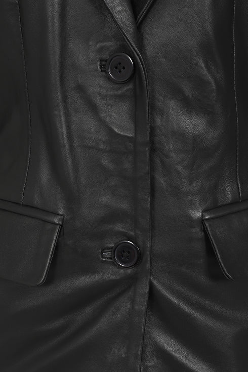 LLD Original women's black Nappa leather blazer jacket, hip length, available in multiple sizes
