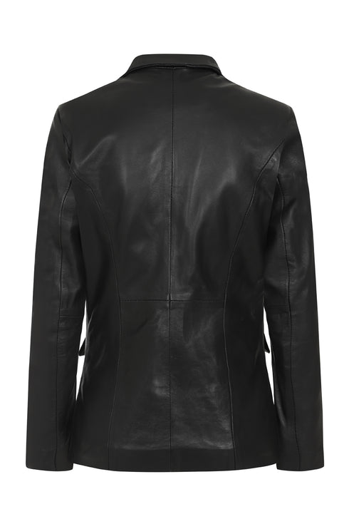 LLD Original women's black Nappa leather blazer jacket, hip length, available in sizes 8 to 18
