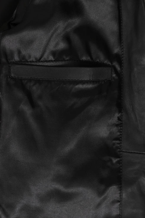 Women’s Black Real Nappa Leather Blazer Jacket – Karen