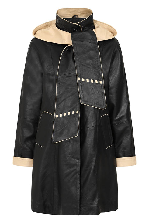 Ladies Modern Classic Genuine Leather Coat - CONNIE - London Leathers Direct