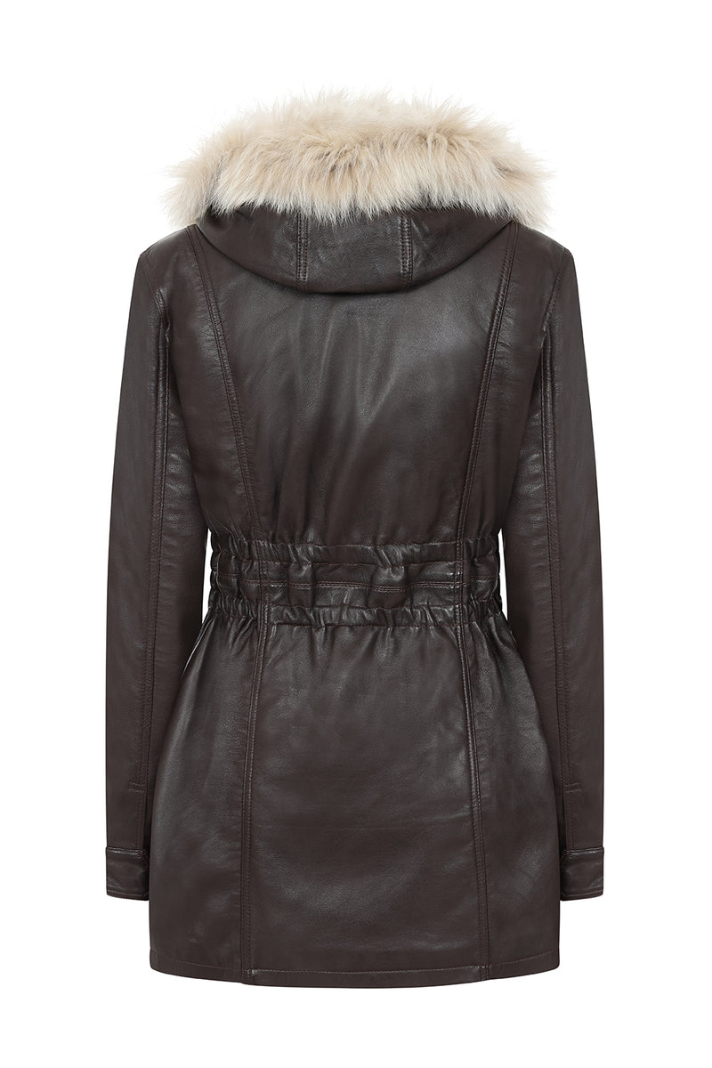 S-4xl Casual Pigskin Real Leather Hooded Detachable Jackets for Women main image 1