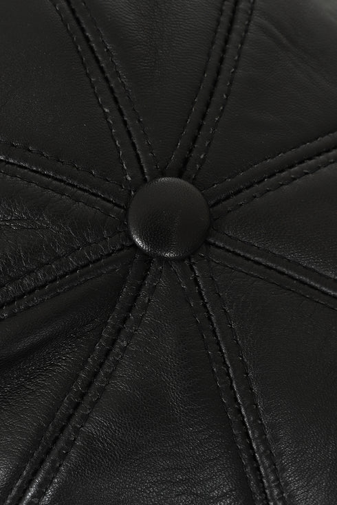 Genuine black nappa leather flat cap by LLD Original in classic British style