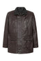 Men's classic brown genuine leather ¾ length coat by LLD Original, available in sizes S to 6XL