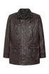 Men's classic brown genuine leather ¾ length coat by LLD Original, available in sizes S to 6XL