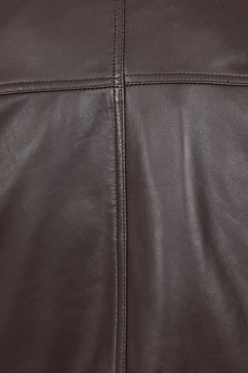 Men's classic brown genuine leather ¾ length coat by LLD Original in sizes up to 6XL