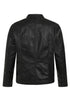 Men's Leather Racer Style Leather Jacket, Black With Cream Stripes - RIO - London Leathers Direct