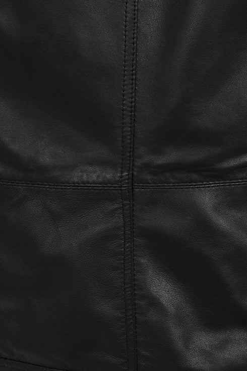 Men's Leather Racer Style Leather Jacket, Black With Cream Stripes - RIO - London Leathers Direct