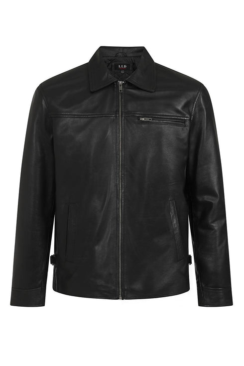 Men's Classic Style Black Leather Jacket for Everyday Wear - JIMMY - London Leathers Direct