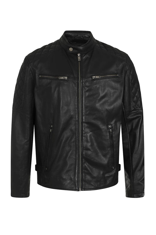 Men's Stylish Leather Biker Jacket - DAVID - London Leathers Direct