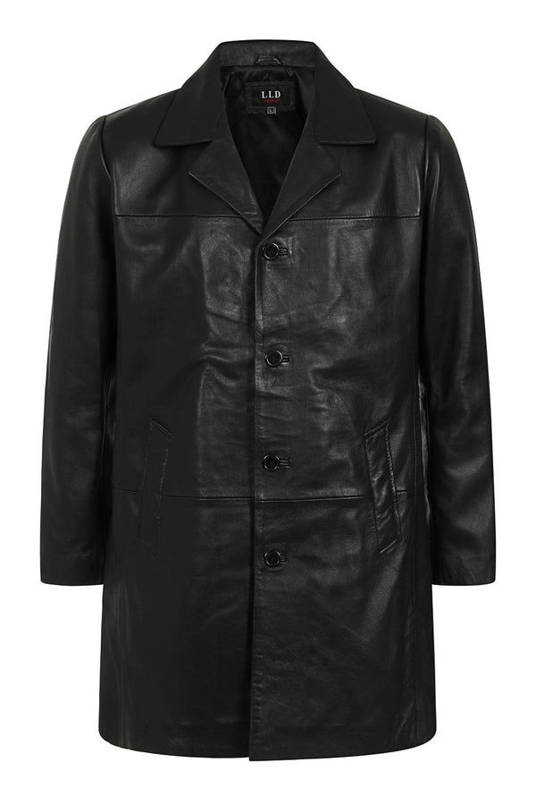 Men's ¾ Length Classic Leather Coat - GARY - London Leathers Direct