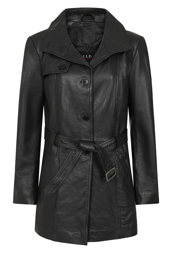 Ladies 3/4 Classic Genuine Leather Coat - TINA - London Leathers Direct