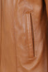 Tan nappa leather jacket for women, classic style with collar, by LLD Original, available in sizes 8, 10, 12.