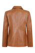 Tan DEBBIE Classic Nappa Leather Jacket for women with collar and 25-inch length by LLD Original