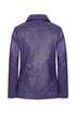 Women's purple nappa leather jacket with collar, 25-inch length, by LLD Original, available in sizes 8, 10, and 12.