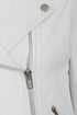 Women's white real leather biker jacket 'CELIA' by LLD Original, featuring a collar and hip length design.