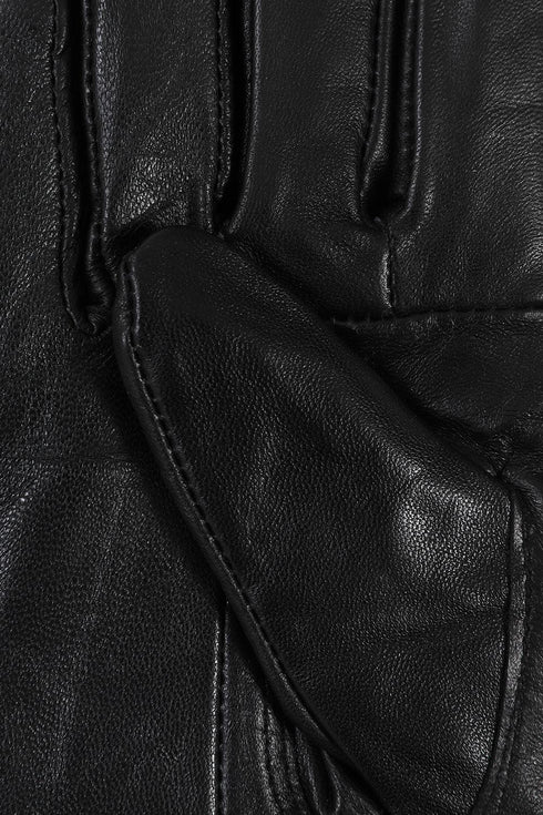 Women's Black Leather Gloves with Bow - London Leathers Direct